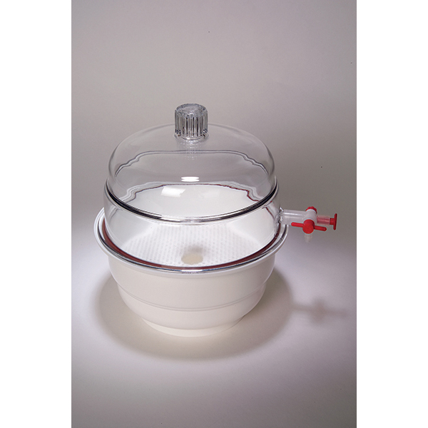 DESICCATOR, VACUUM, WHITE BASE, PP/PC